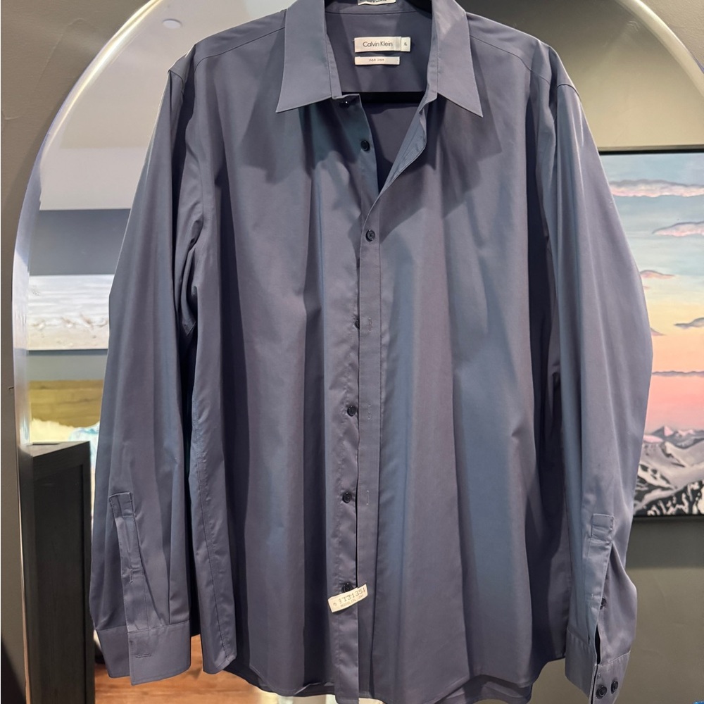 Calvin Klein Blue Dress Shirt Classic Formal Style